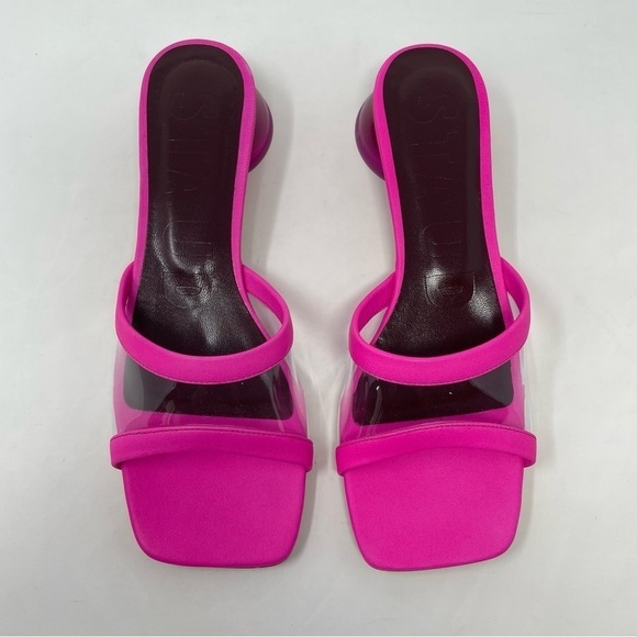 NIB Staud Simone Leather Clear Mules Shoes Bougainvillea - Picture 8 of 14